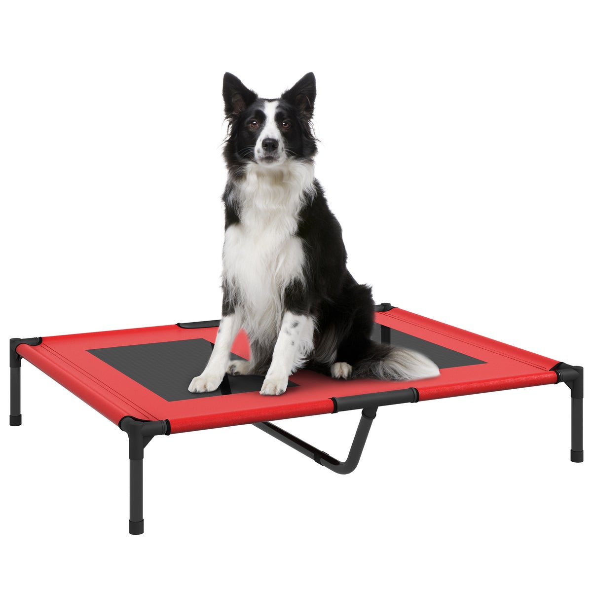 PawHut Hondenbed, 92L x 76B x 18H cm, Oxfordstof, Metaal, Rood