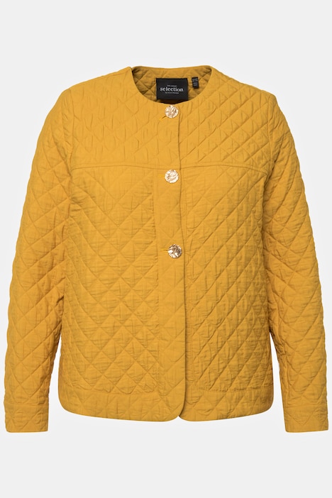Steppjacke, kurz, Rundhals, Knopfleiste