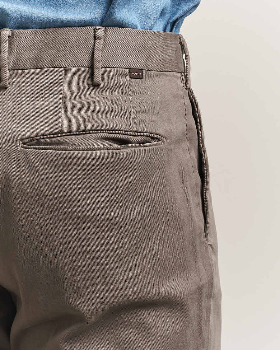 Incotex Slim Fit Cotton Stretch Chinos Grey