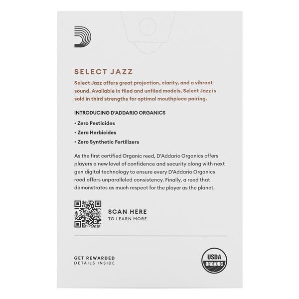 DAddario Woodwinds Organic Sel. Jazz Unf. SOP 3M