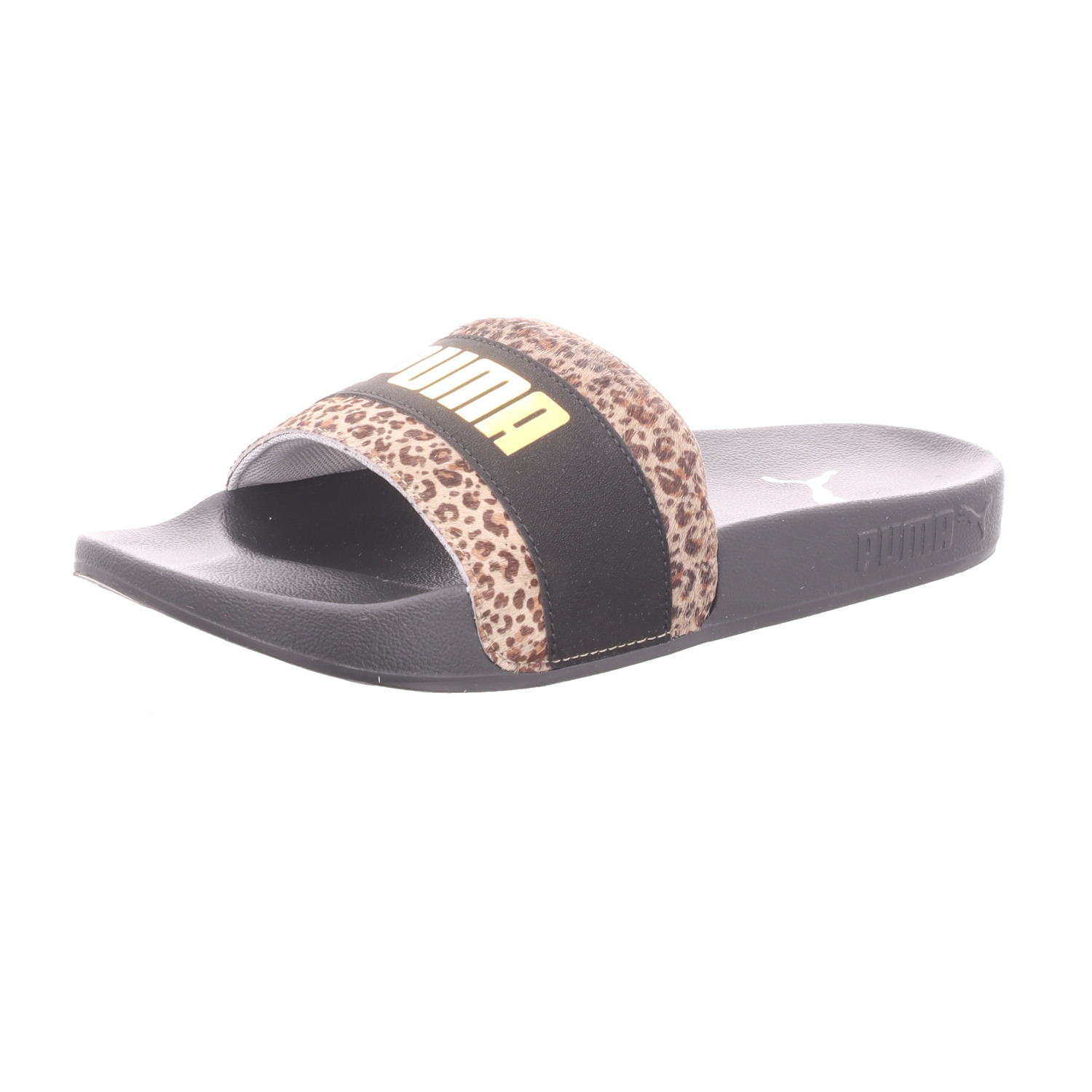 Puma Damen-Badepantolette Leadcat 2.0 Animal Flair Schwarz-Gold-Weiß