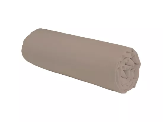 Drap housse en coton 57 fils uni taupe 90x190cm