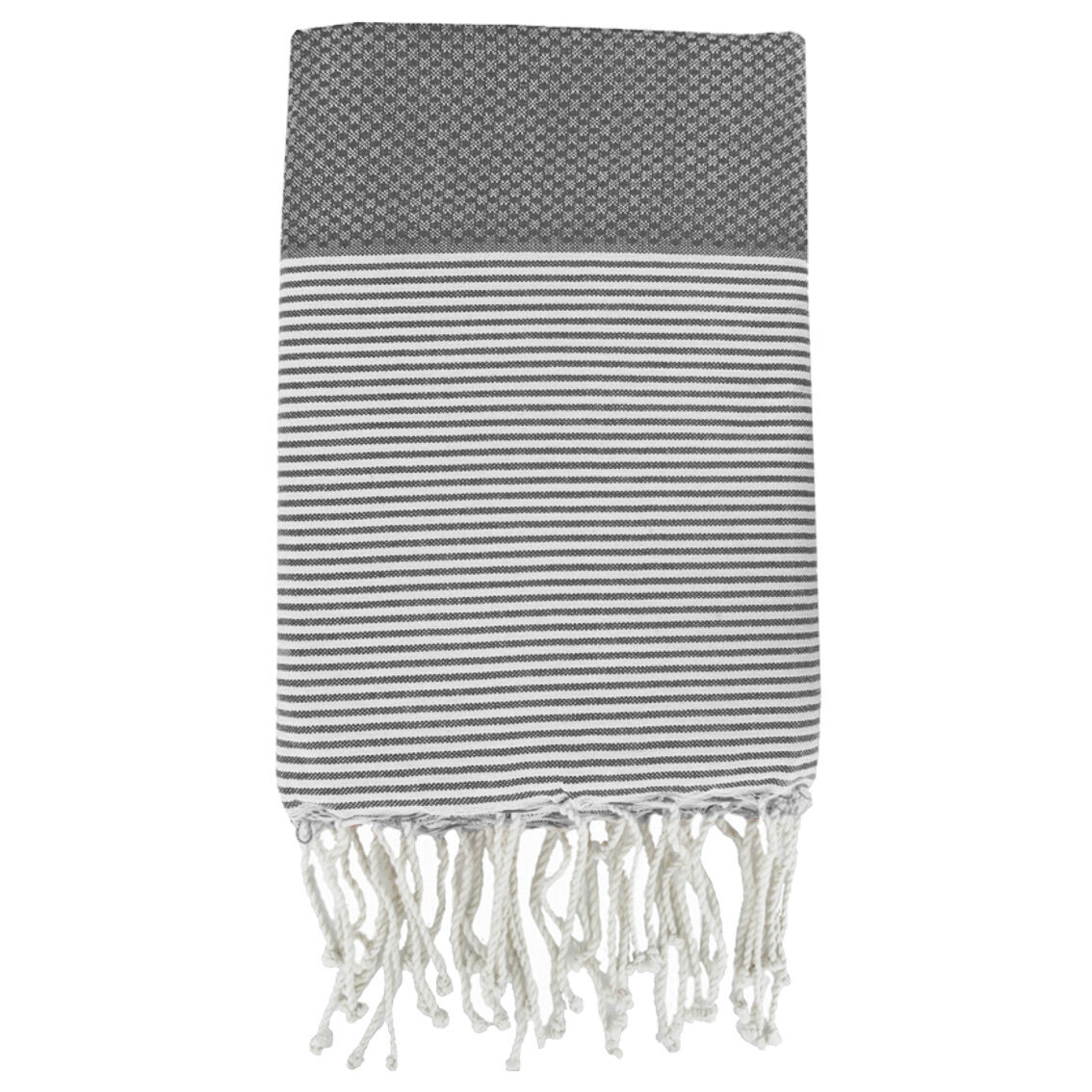 Febronie Fouta Nid d'Abeille Ibiza gris moyen/blanc - 100x200 cm