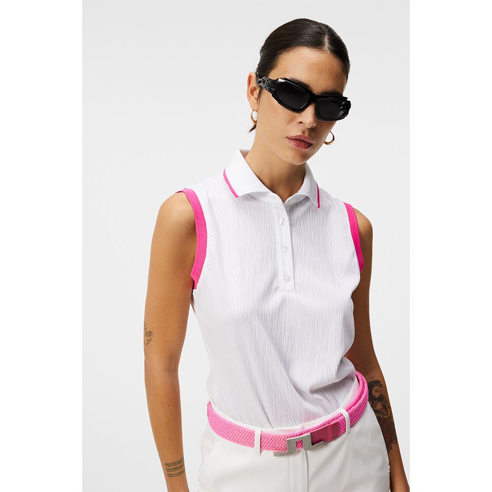 Lila Sleeveless Pique Dame Hvit