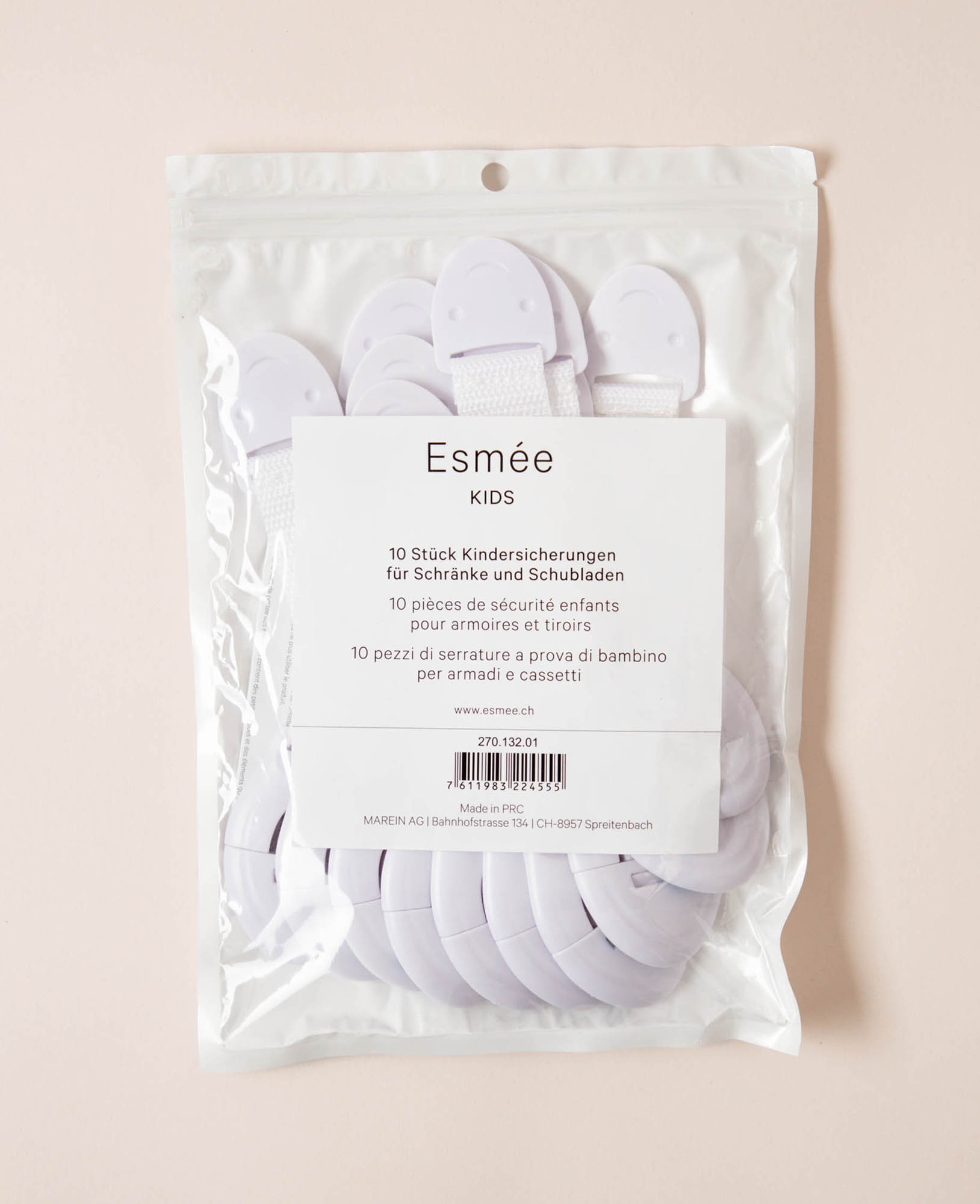 Esmée Kids - (10er Set) Kindersicherungen Schrank Verschlüsse - Weiss