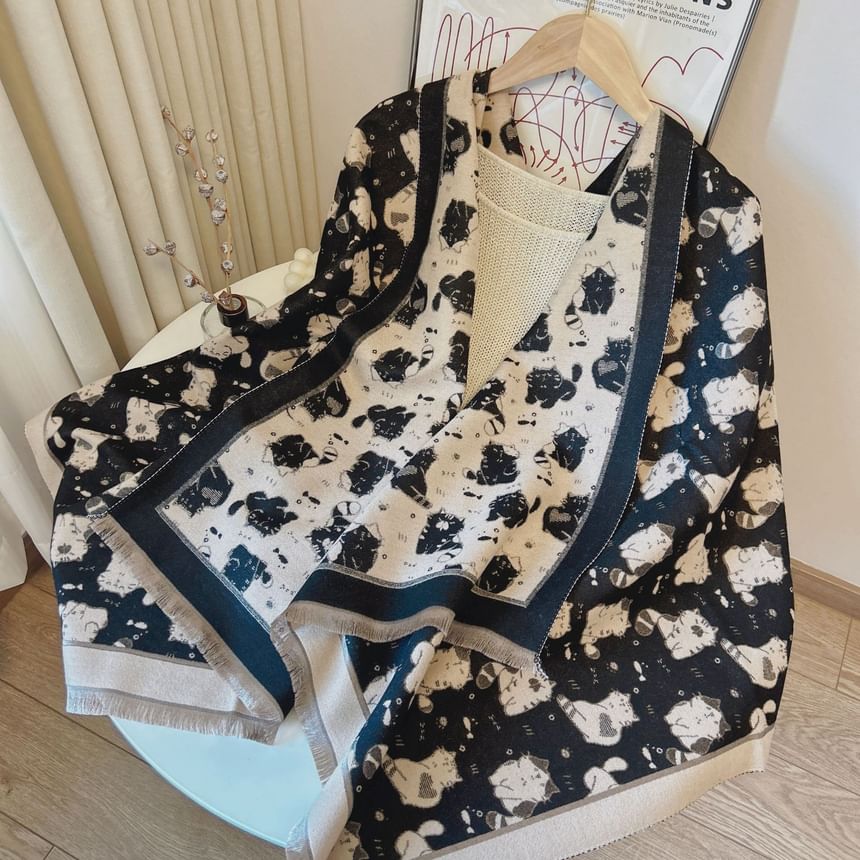 Frior - Sjaal met kattenprint