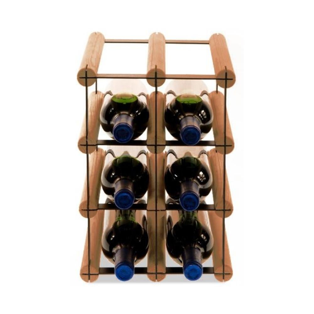 PROREGAL Modulair Wijnrek Vinotega Mod Metaal HxBxD 32,5 x 22,5 x 24,5 cm 2 x 3 Flessen Massief grenenhout Bruin Geolied