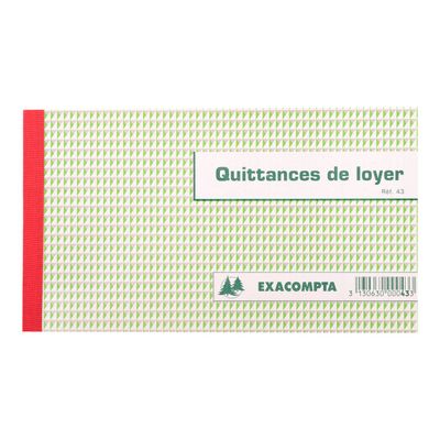 Exacompta - Manifold Carnet de quittances de loyer - 50 tripli - 12,5 x 21 cm