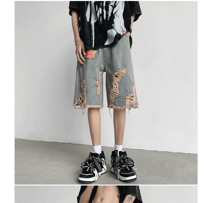 Vozenilek - Hoge taille denim shorts met distressed effect