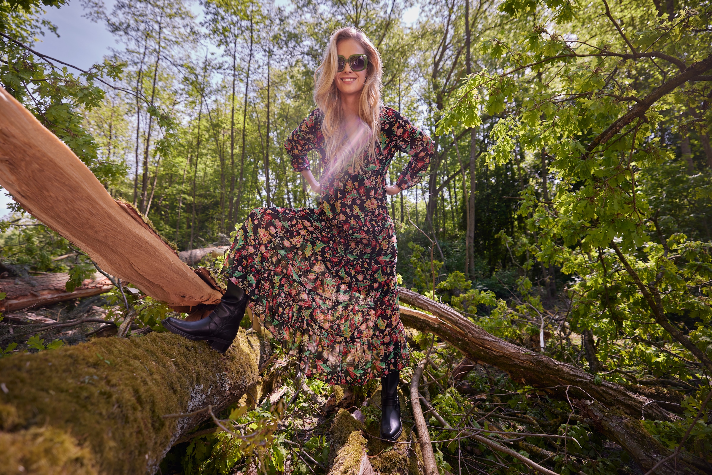Aniston CASUAL Maxikleid mit farbenfrohem Blumendruck - jedes Teil ein Unikat - NEUE KOLLEKTION
