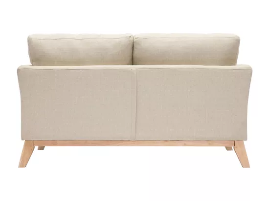 Canapé scandinave déhoussable 2 places en tissu beige et bois clair OSLO