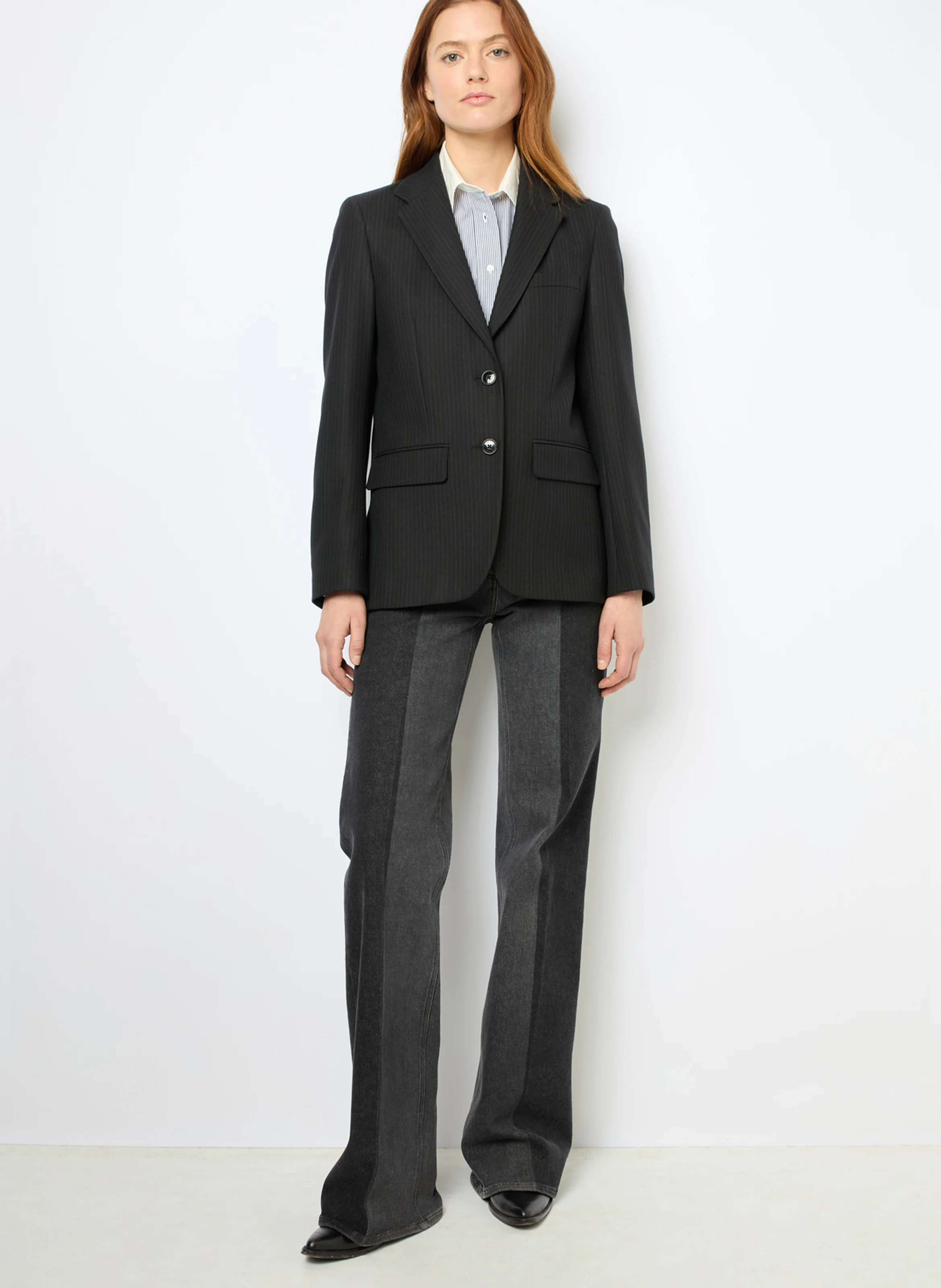 MARYLOU - Blazer imprimé fines rayures, | Noir