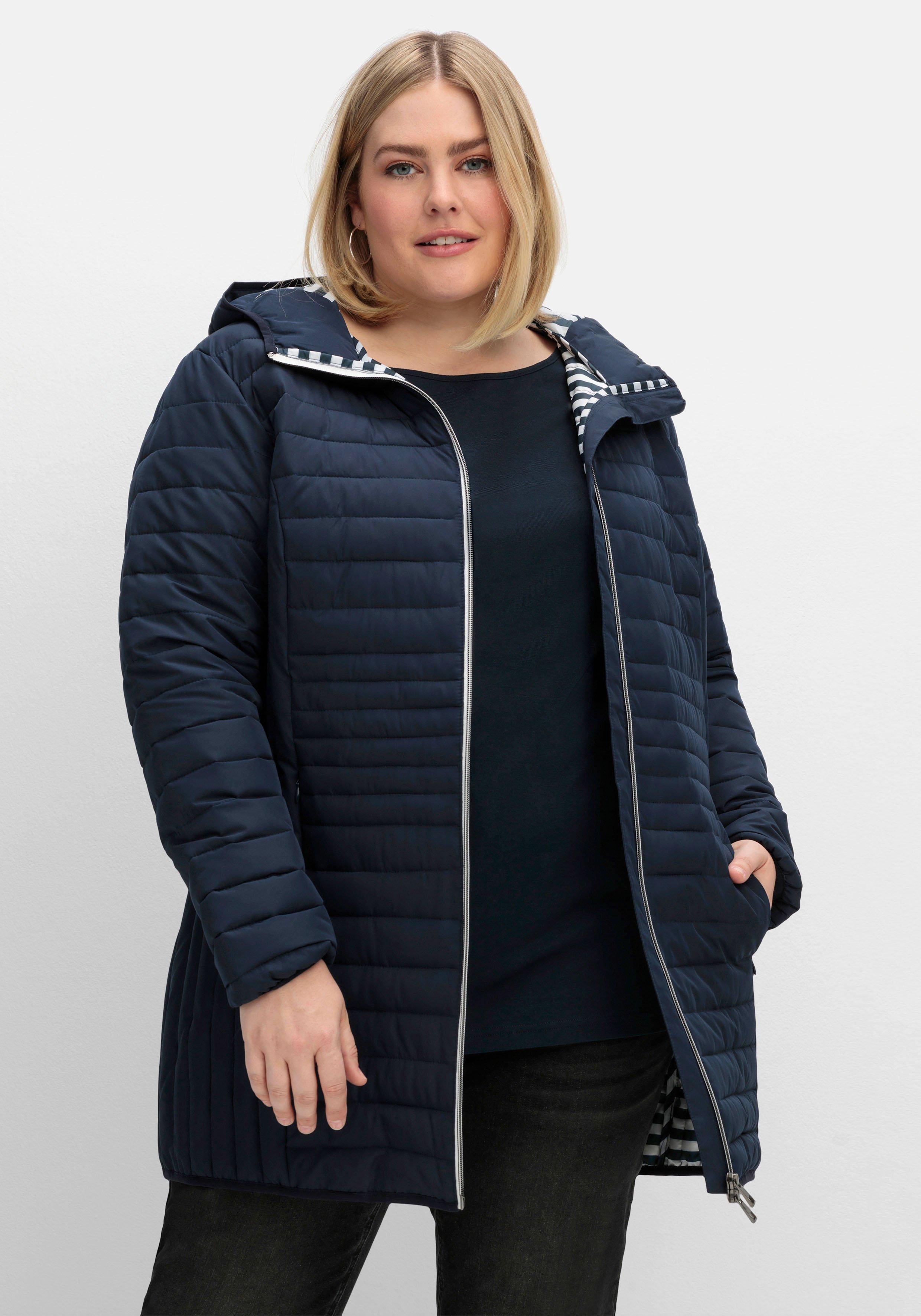 Leicht wattierte Longsteppjacke mit Kapuze