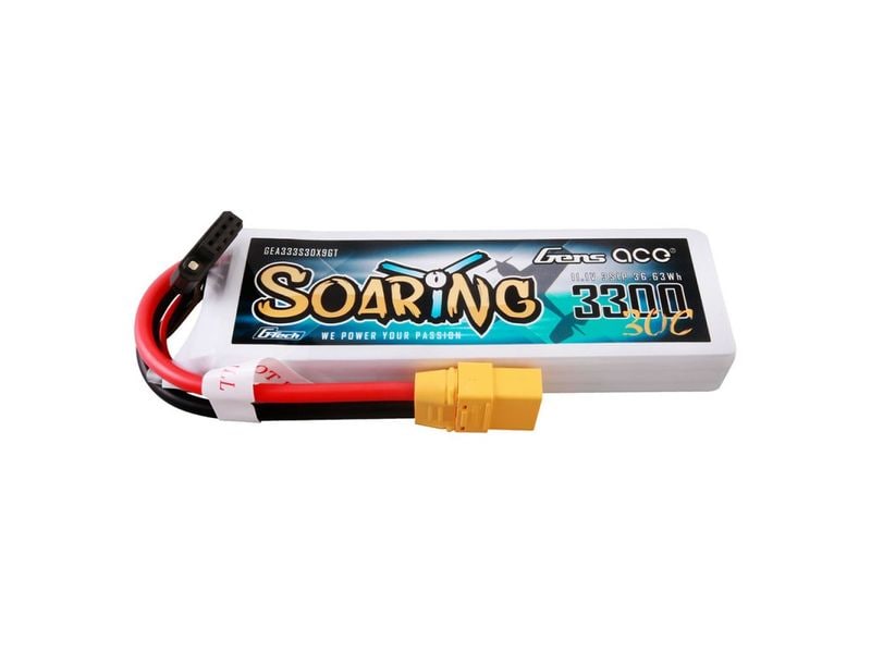Gens ace RC-Akku LiPo 3300 mAh 11.1 V 30C Soaring, G-Tech 3S LiPo Akku mit XT90 Stecker