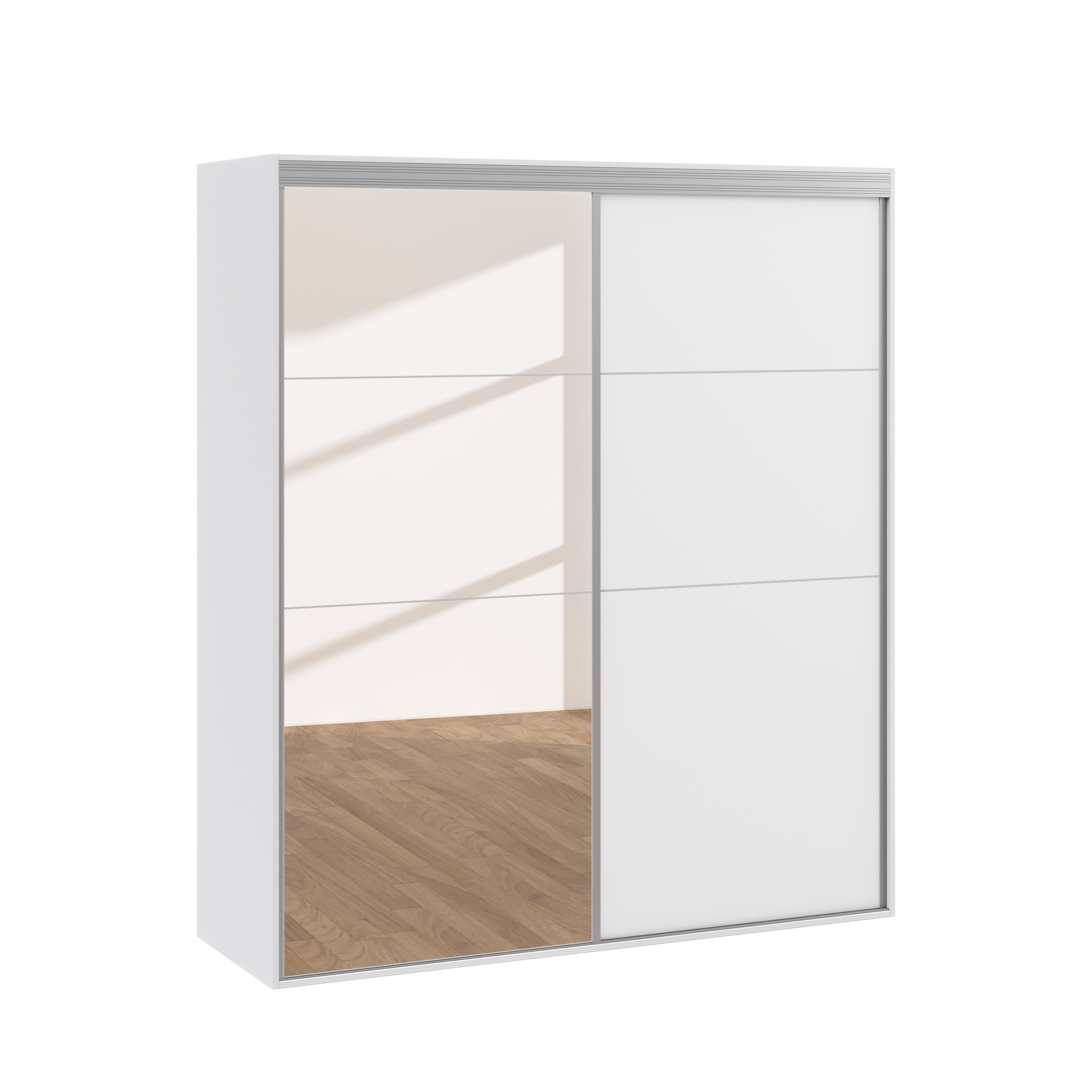 Kleiderschrank Schiebetüren mit Spiegel REVA 180 cm weiss