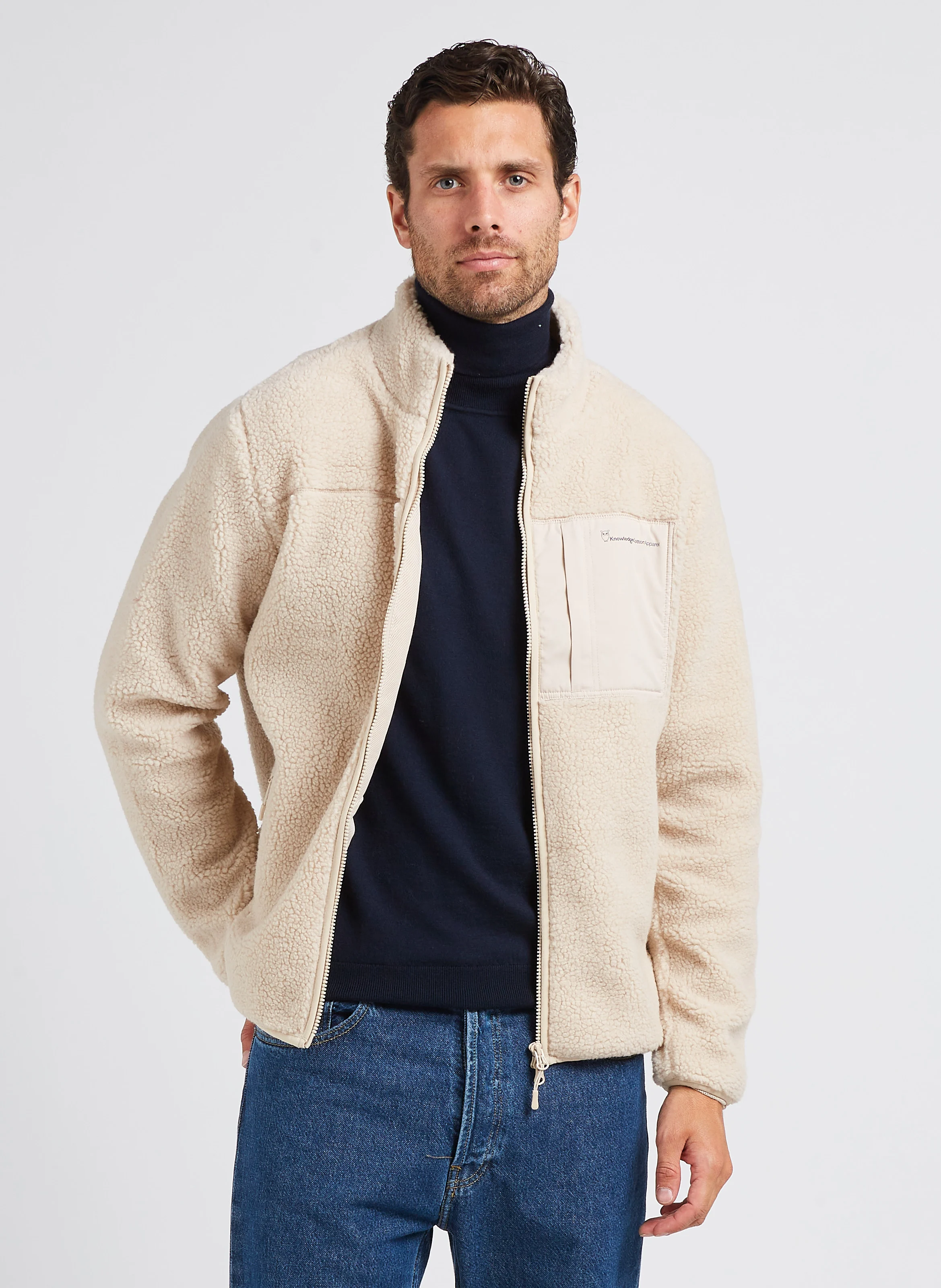 Veste col montant en polaire | Beige