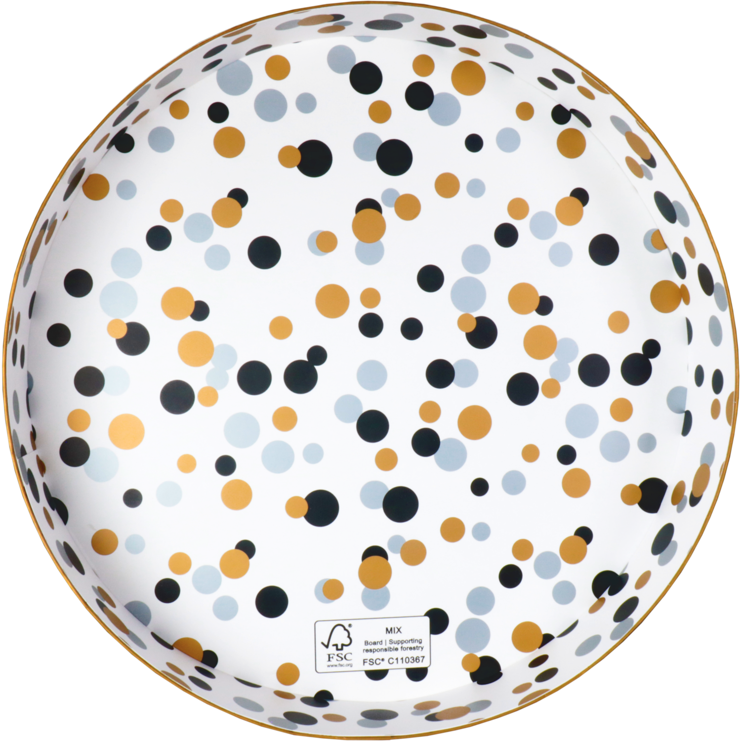 Geschenkdoos, Confetti, karton + PP, 22cm, Ø30cm, zwart/goud