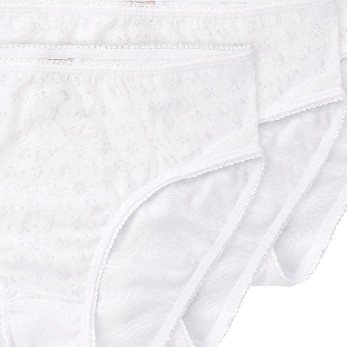 Gina Benotti 3 Damen Slips mit Mäusezähnchen-Spitze weiss