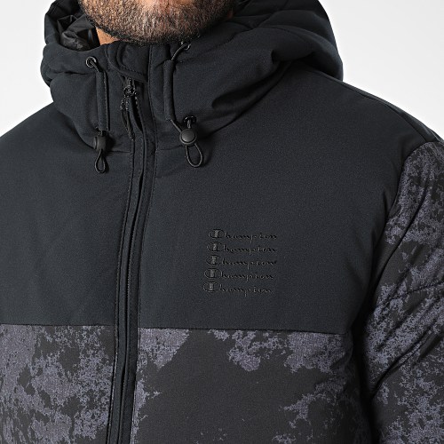 Doudoune Capuche 218085 Noir Gris Anthracite