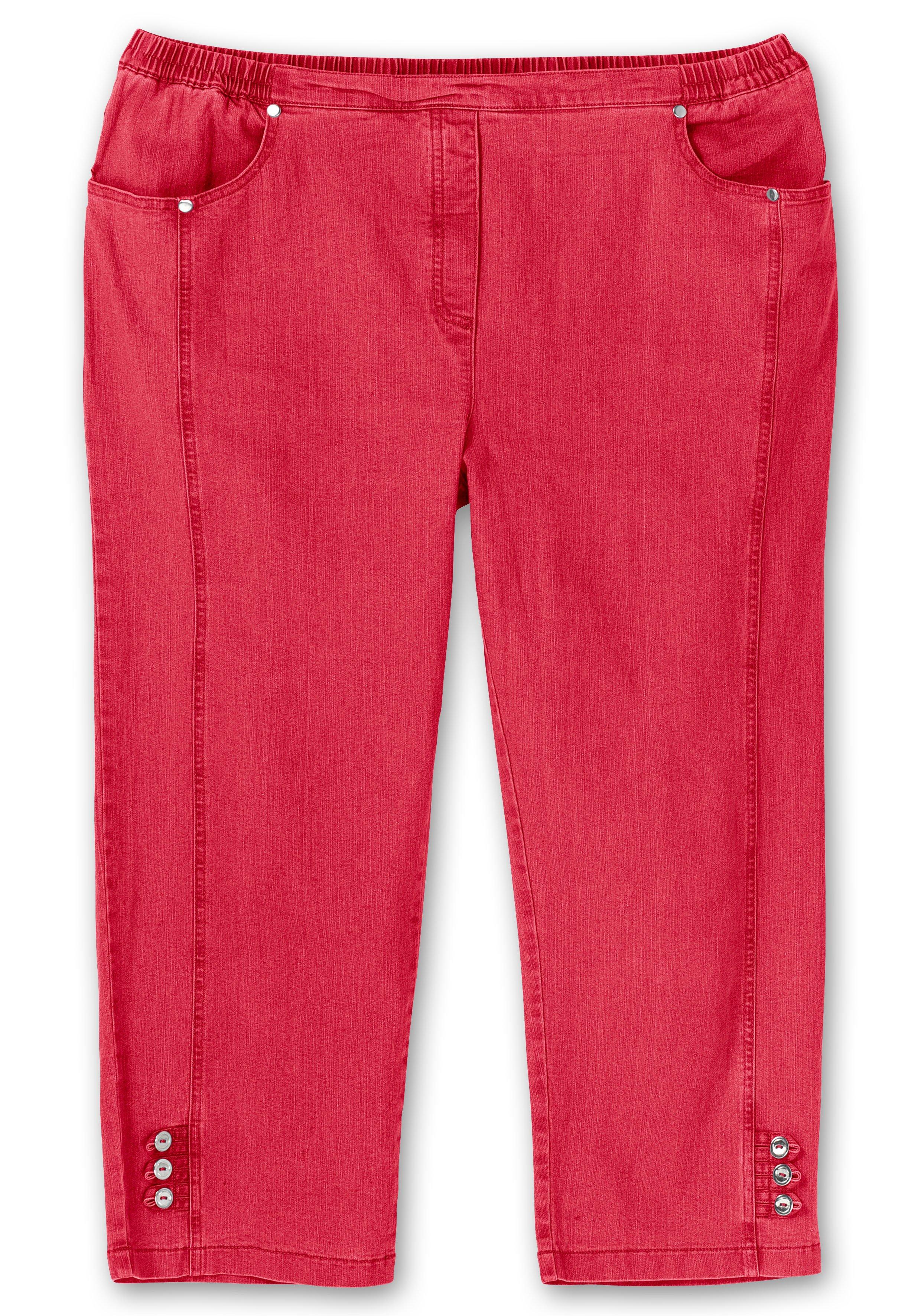 7/8-Jeans mit Zierknöpfen am Saum