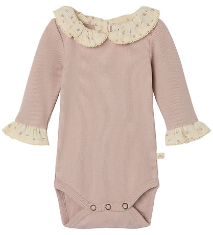 Lil' Atelier Body L/Æ - Rib - NbfTrine - Shadow Grau m. Rüschen