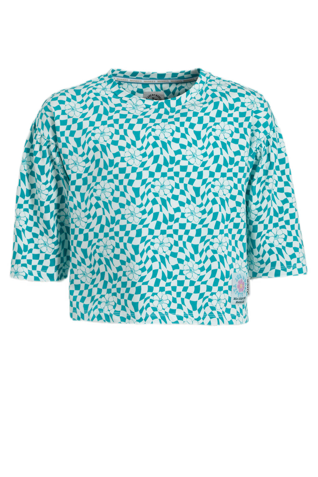 Me & My Monkey T-shirt Marie-Anne met all over print blauw/wit
