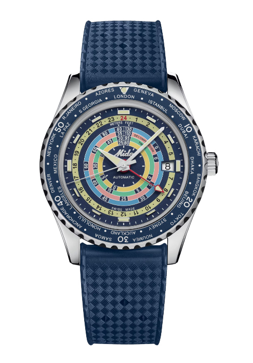 Mido Ocean Star Decompression Worldtimer Blau