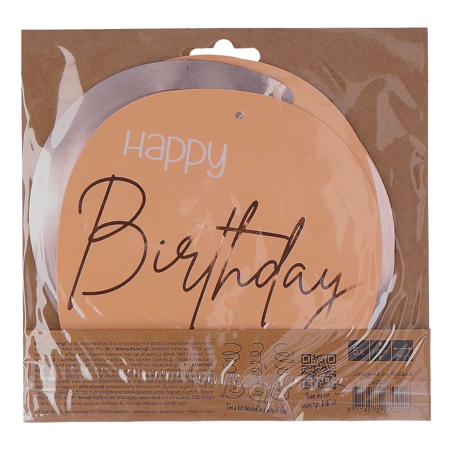 Drehgirlande 5er Happy Birthday Lush Blush 75x14cm