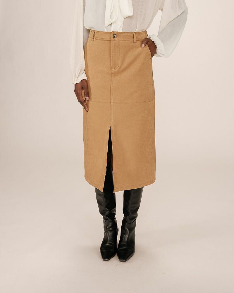 GRACE & MILA<br>Saia midi de camurça DESCULPE