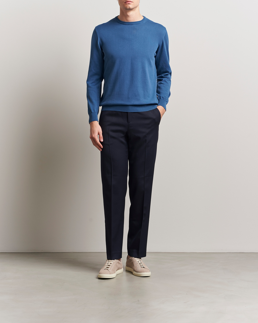Morgano Supersoft Egyptian Cotton Crew Neck Mid Blue