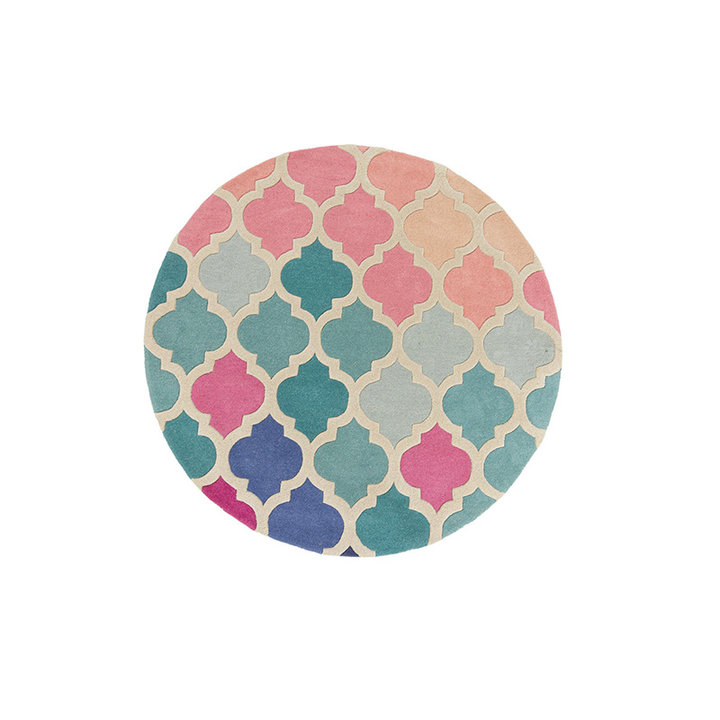 Rond modern vloerkleed - Illo Rosella Roze/Blauw