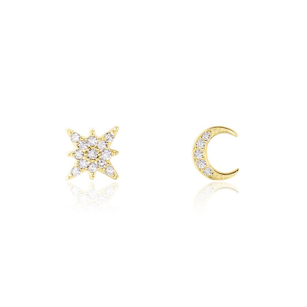 Boucles D'oreilles Dépareillées Munroe Or Jaune Oxyde De Zirconium