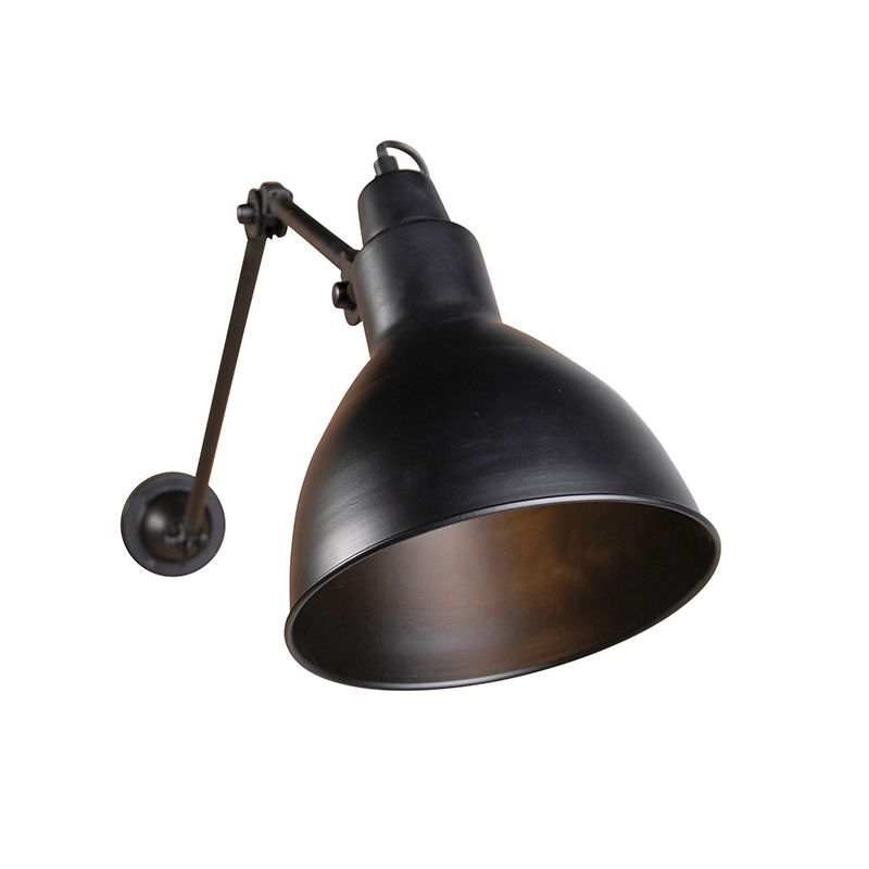 Industriële wandlamp zwart verstelbaar - Wye