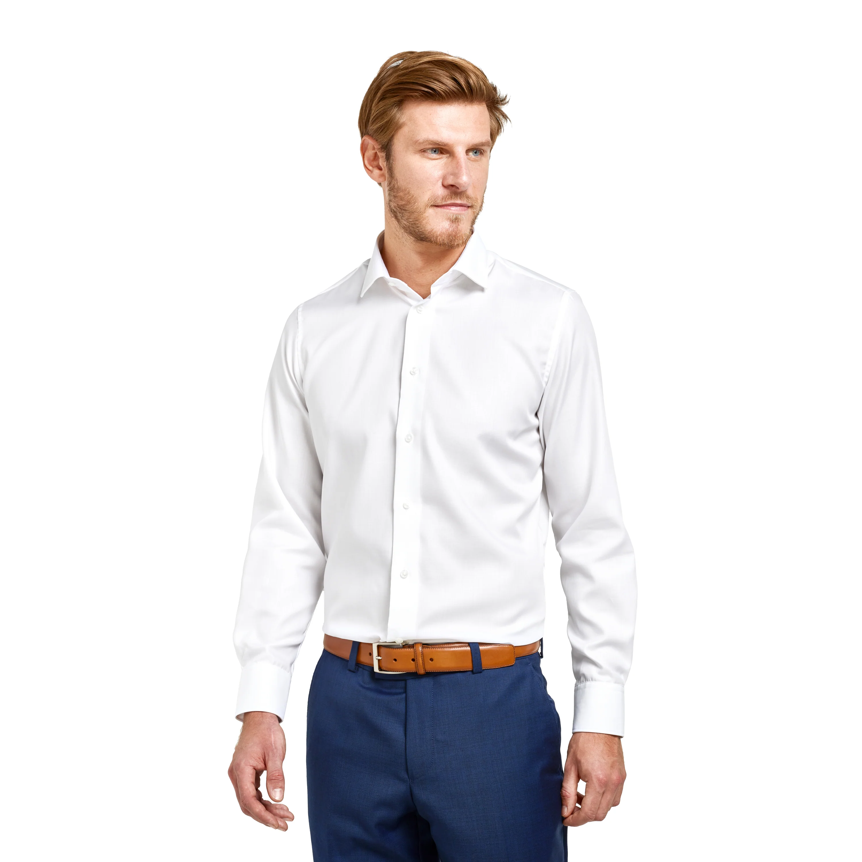 Chemise droite blanche sans repassage 100% coton