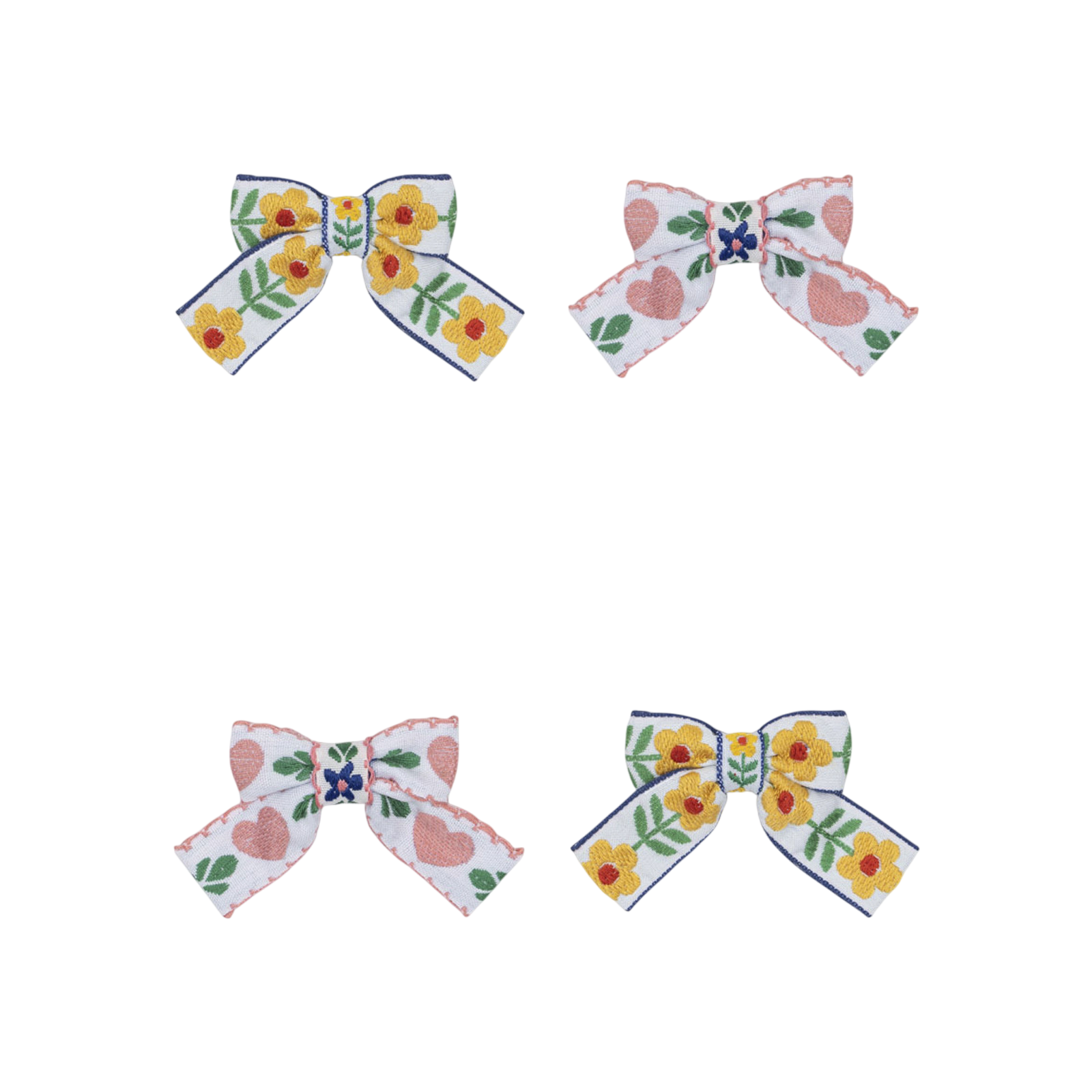 Haarclips 4-er Set Bow White Rose