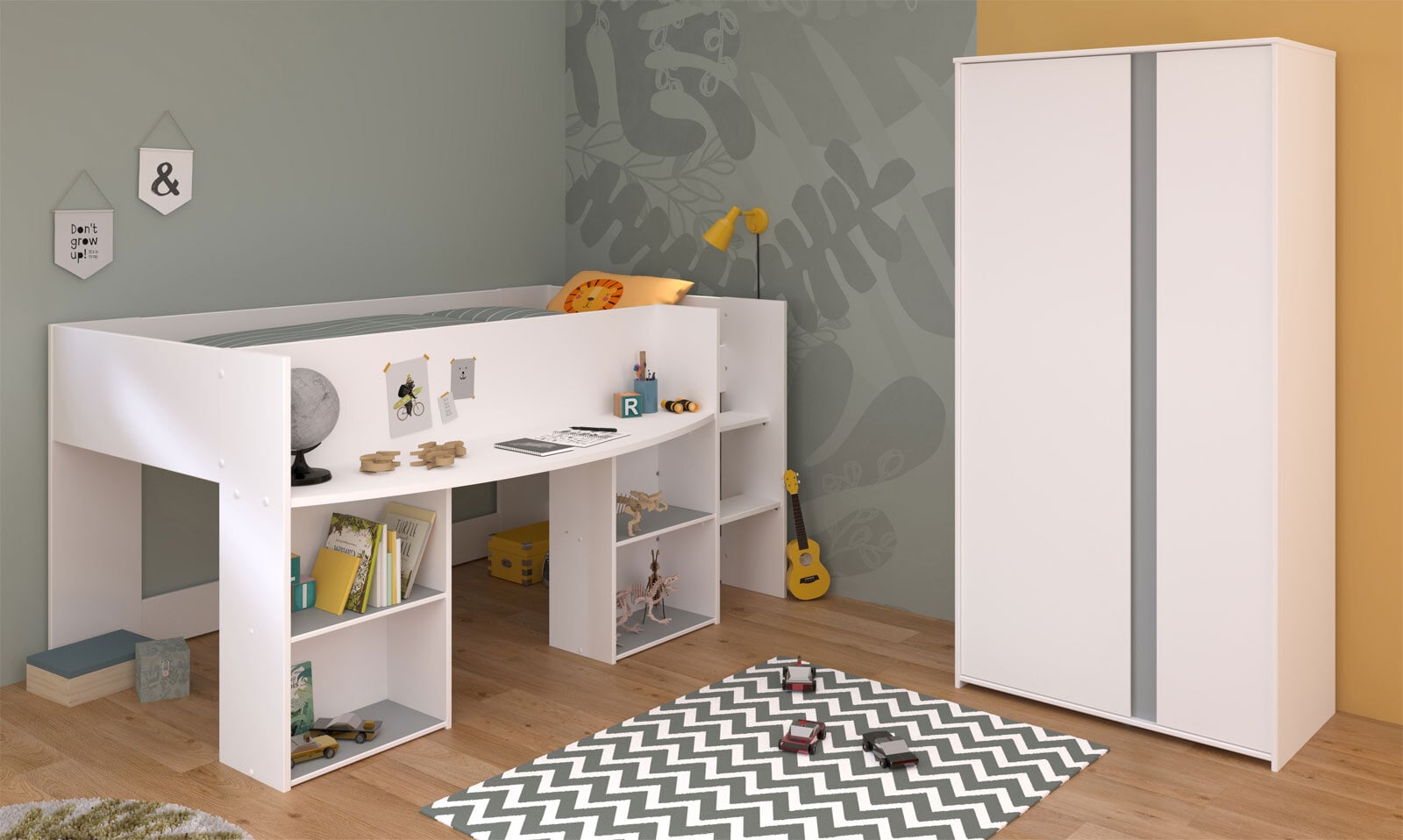 Parisot Kinderzimmer Pirouette 14 weiß / grau / rosa
