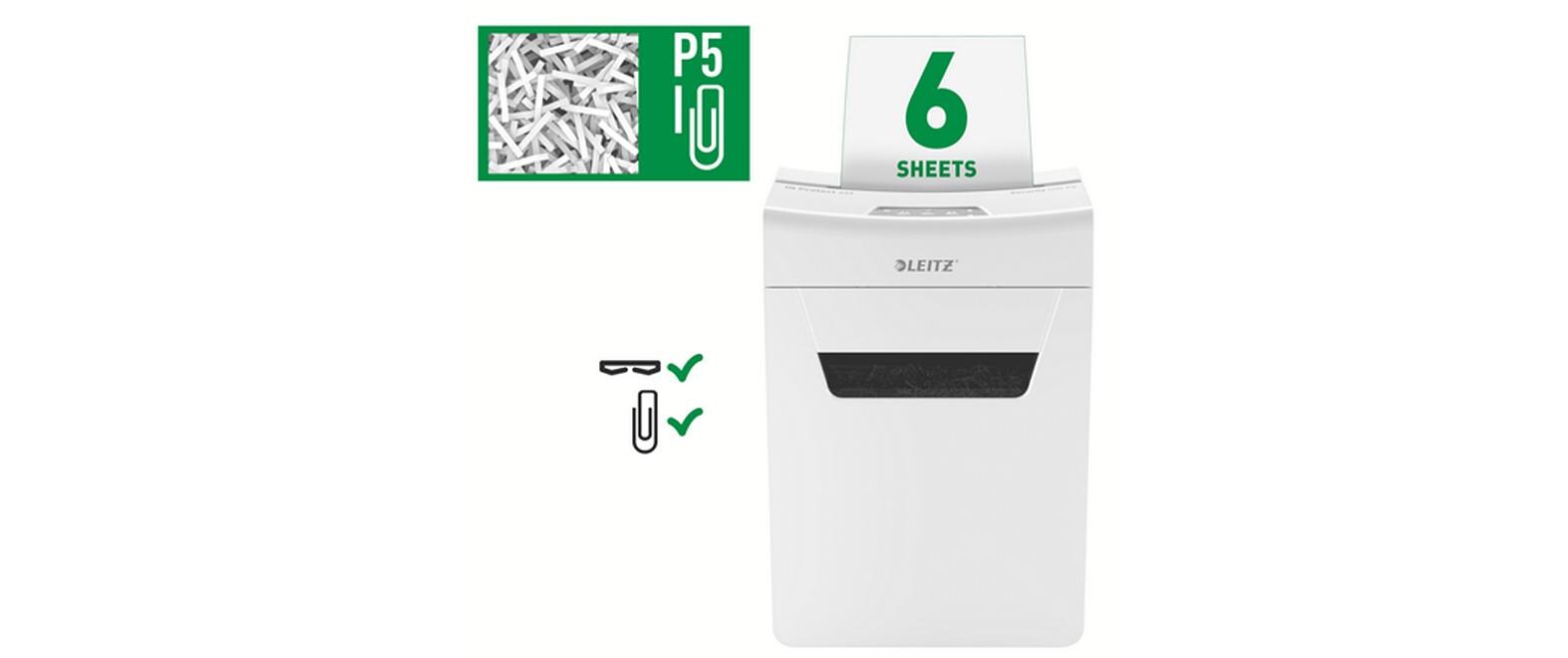 Aktenvernichter IQ Protect Premium 6M , P-5, 6 Blatt<br>Manueller Dokumentenvernichter mit Mikroschnitt für die sichere Vernichtung streng vertraulicher Unterlagen