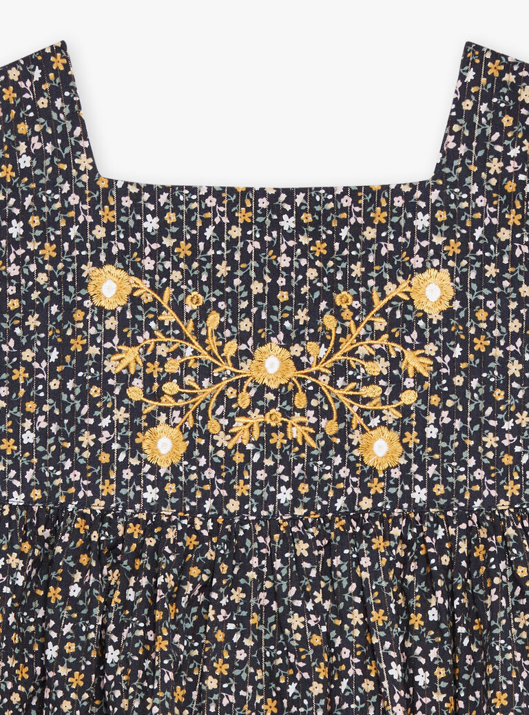Robe noire à imprimé fleuri