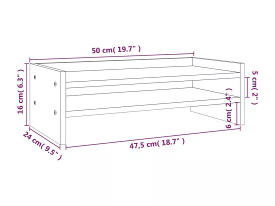 Support de moniteur Marron miel 50x24x16 cm Bois de pin solide