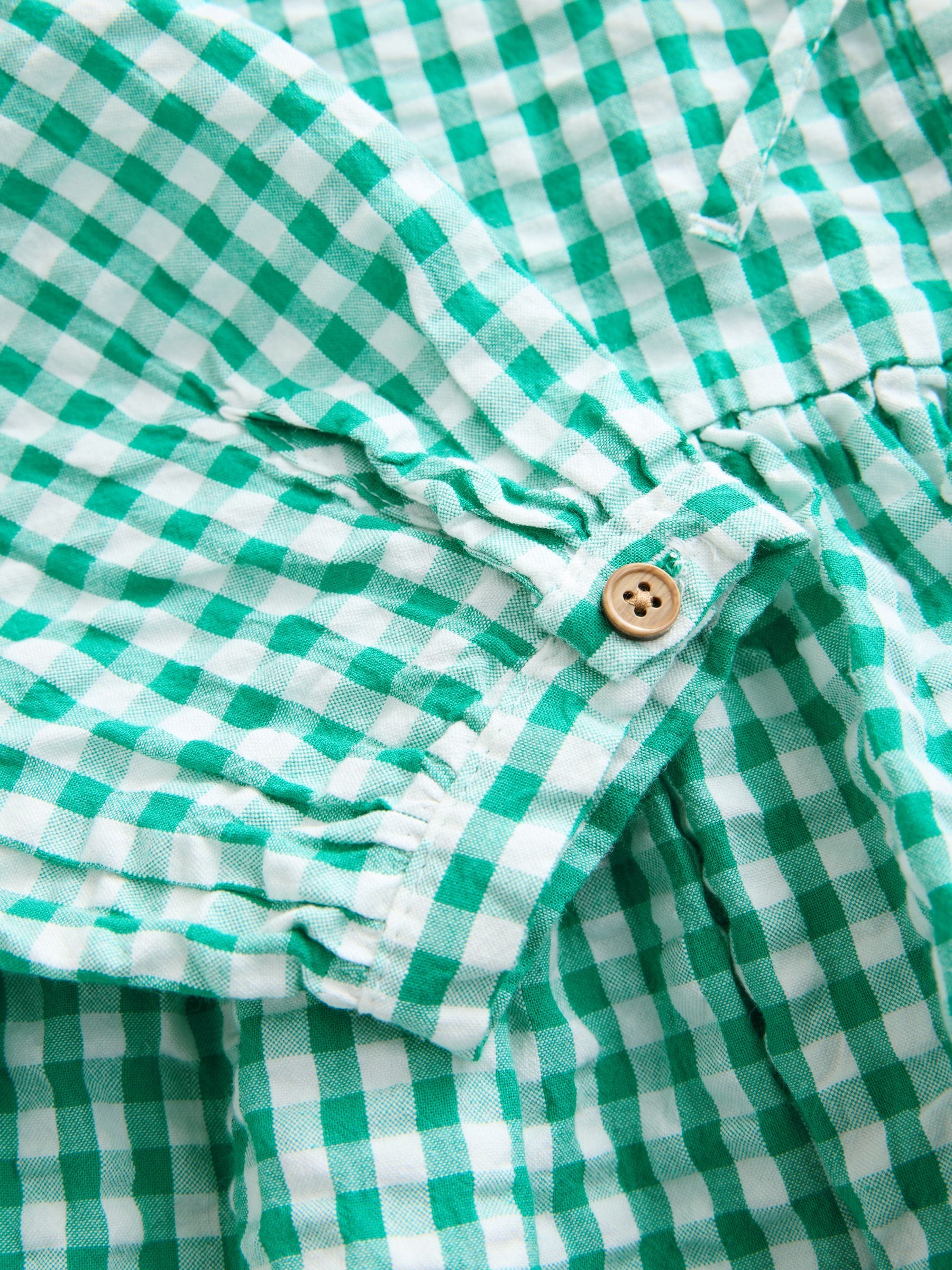 Groen - Gingham geruite blouse van 100% katoen (3 - 16 jr)
