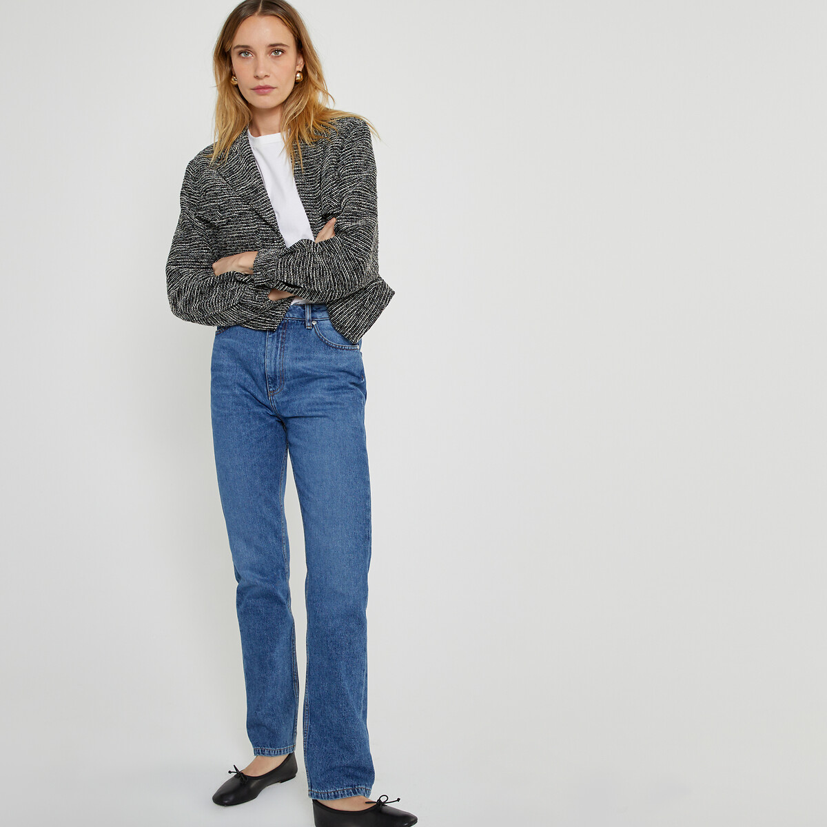 COLEÇÕES LA REDOUTE<br>Jaqueta de tweed com fechamento por botões