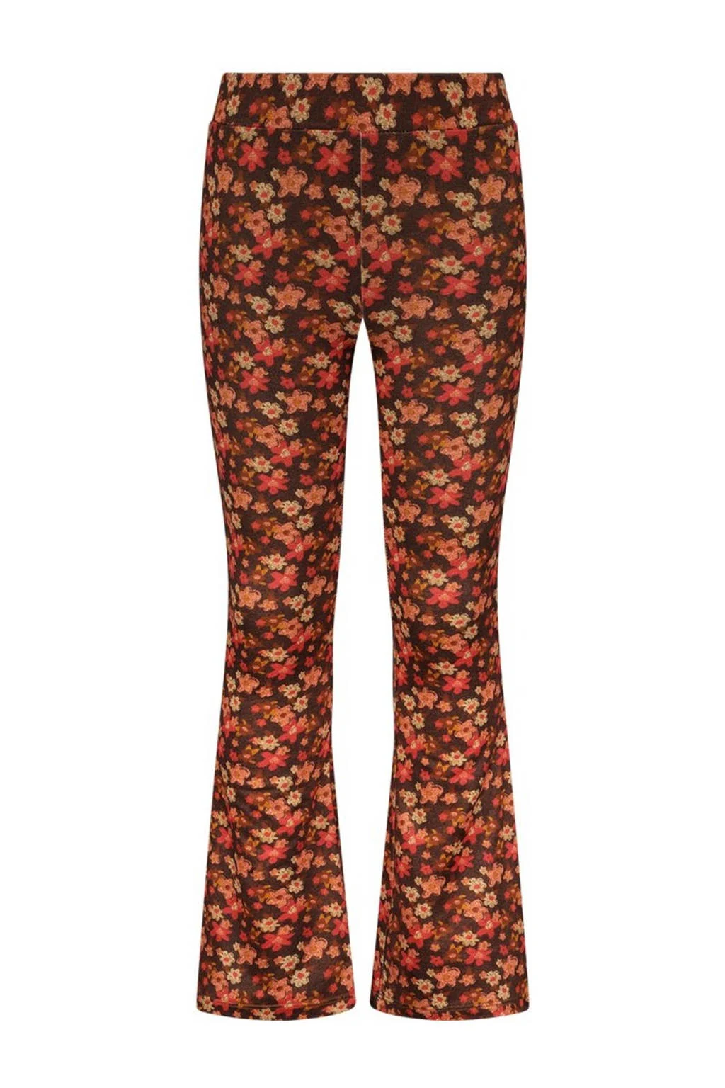 B.Nosy gebloemde flared broek Phoebe bruin/roze