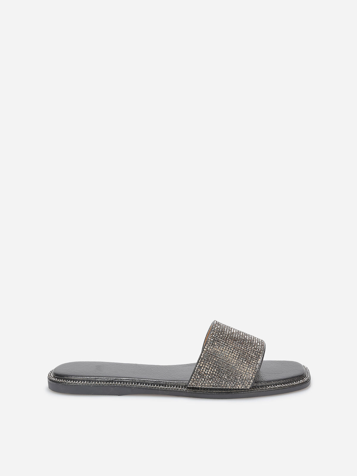 Mules plates à strass- Noir