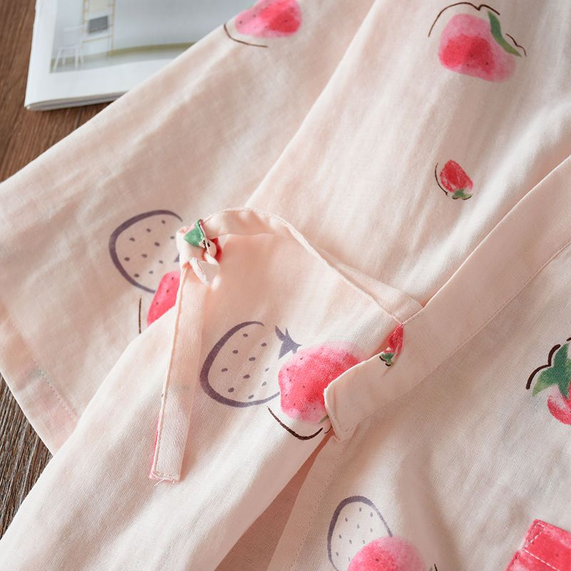 MelMount - Pyjamaset: bedrukte kimonotop met elleboogmouwen + broek