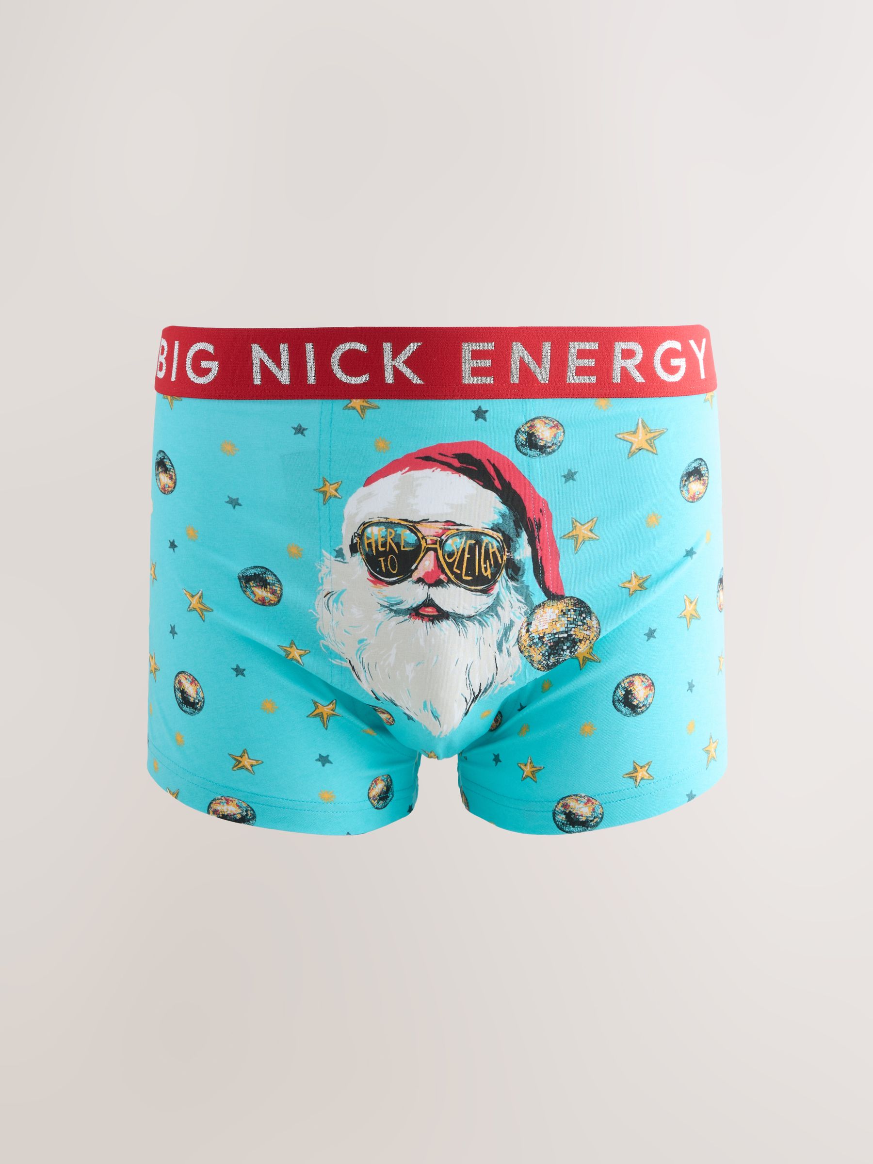 Blauw met kerstman - Kerstmis novelty boxer