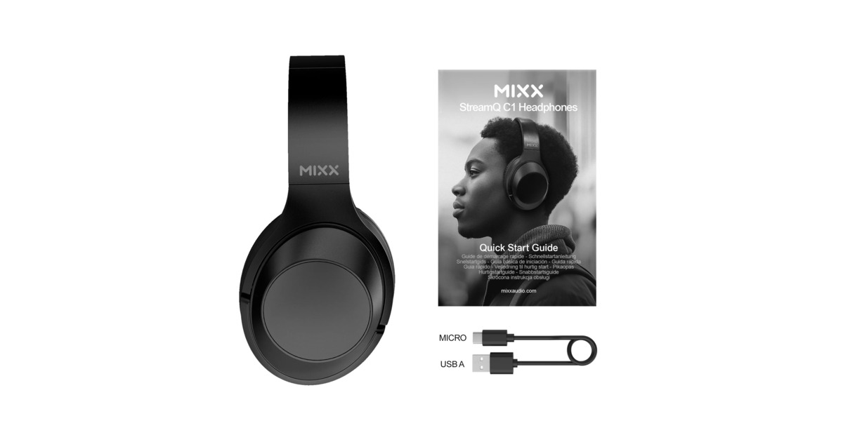 MIXXSteamQ C1 Wireless Headphones over-ear headset  (Zwart, Bluetooth 5.0)