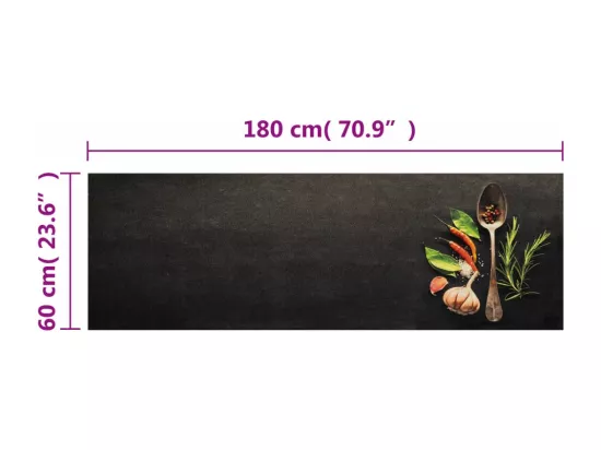 Tapis de cuisine lavable impression d'épices 60x180 cm velours