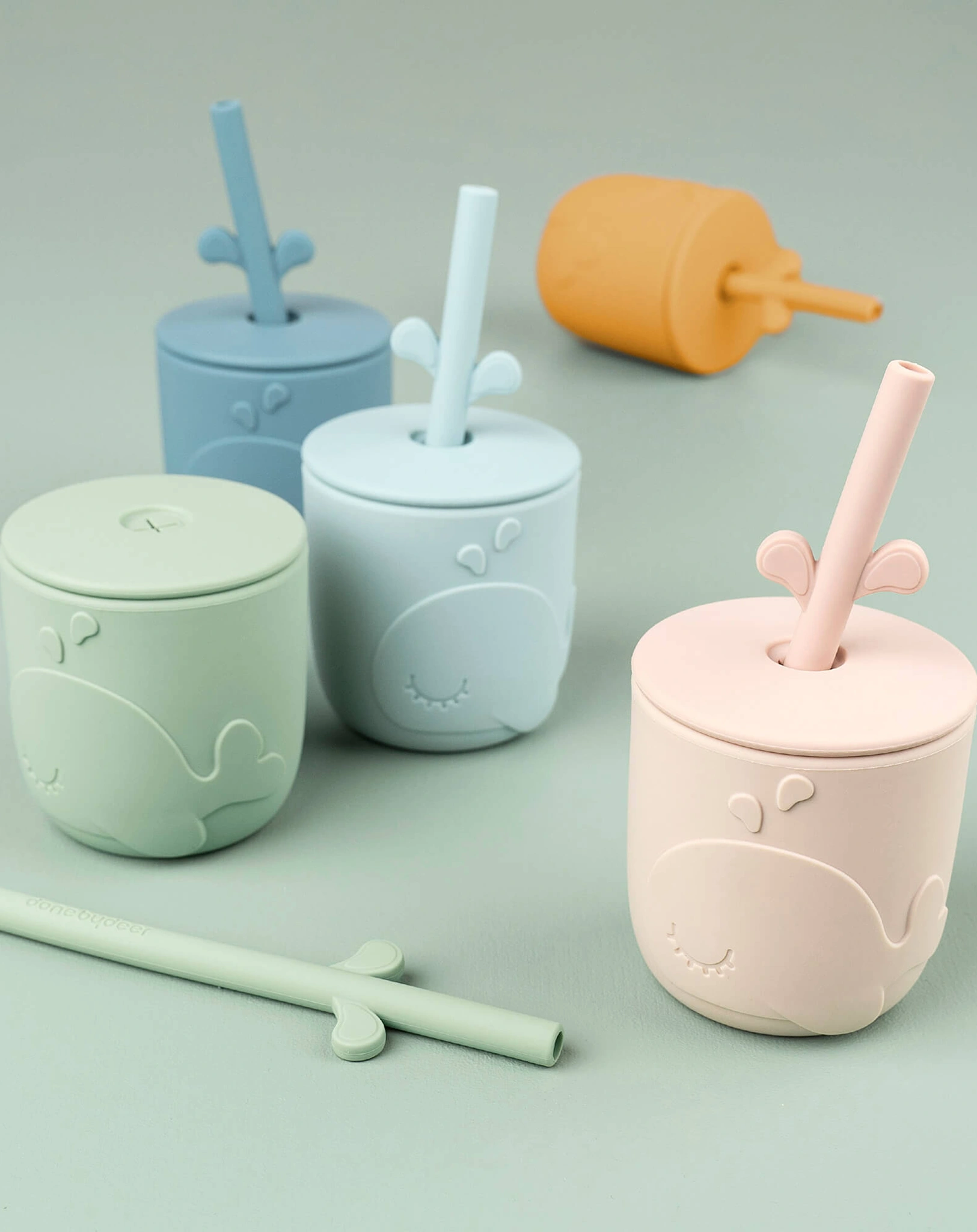 Strohhalmbecher PEEKABOO - WALLY 2er Pack in grau