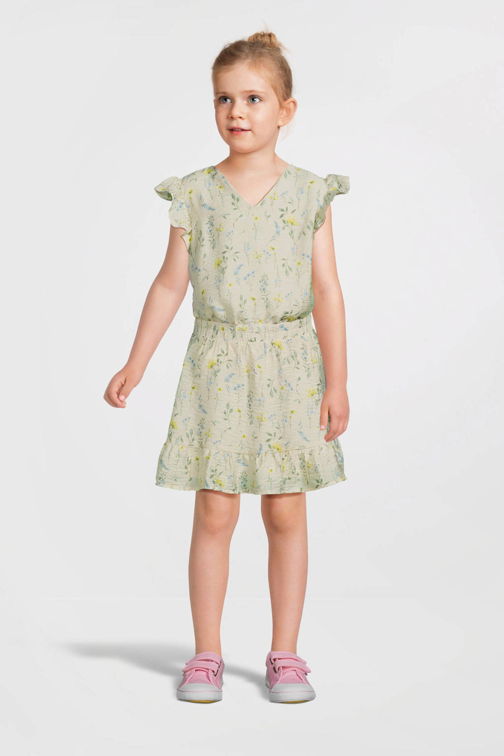 VERO MODA GIRL gebloemdetop VMJOSIE ecru/geel/groen