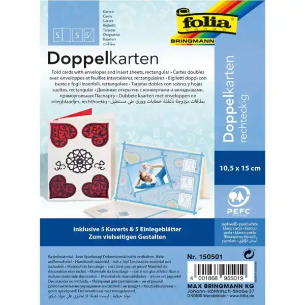 Doppelkarten rechteckig perlweiß